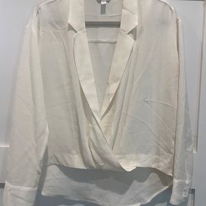 Express linen ivory long sleeve blouse